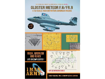 Gloster Meteor F.8 / Fr.9 - Airbrush Masks Set (For Revell Kits) - image 1