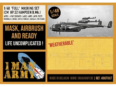 Handley Page Hp.52 Hampden B. Mk.I - Full Masking Set (For Icm Kits) - image 1