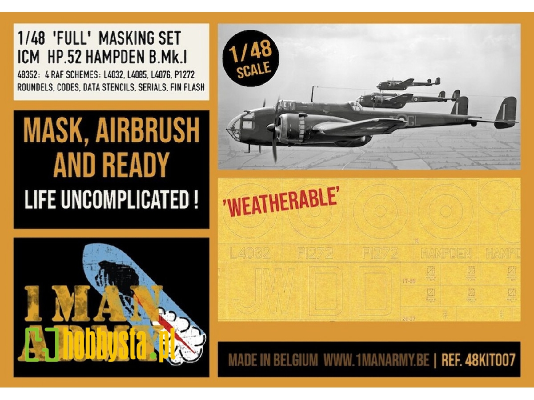 Handley Page Hp.52 Hampden B. Mk.I - Full Masking Set (For Icm Kits) - image 1