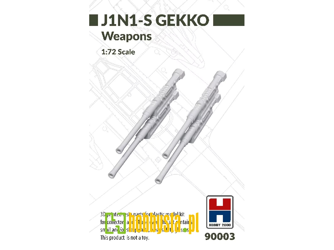 Nakajima J1n1-s Gekko - Weapons (3d-printed) - image 1