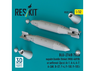 Blu-27a/B 750lb Napalm Bombs Finned (Mxu-469/B) Or Unfinned (2 Pcs / 3-d Printed) - image 3