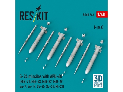 S-24 Missiles With Apu-68 (4 Pcs / 3-d Printed) - image 1