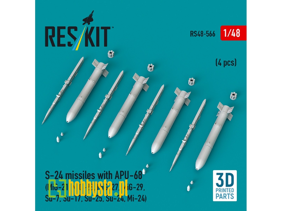 S-24 Missiles With Apu-68 (4 Pcs / 3-d Printed) - image 1