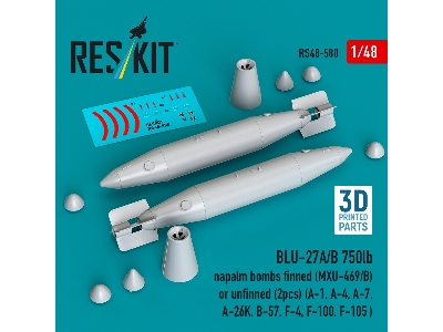 Blu-27a/B 750lb Napalm Bombs Finned (Mxu-469/B) Or Unfinned (2 Pcs / 3d-printed) - image 1