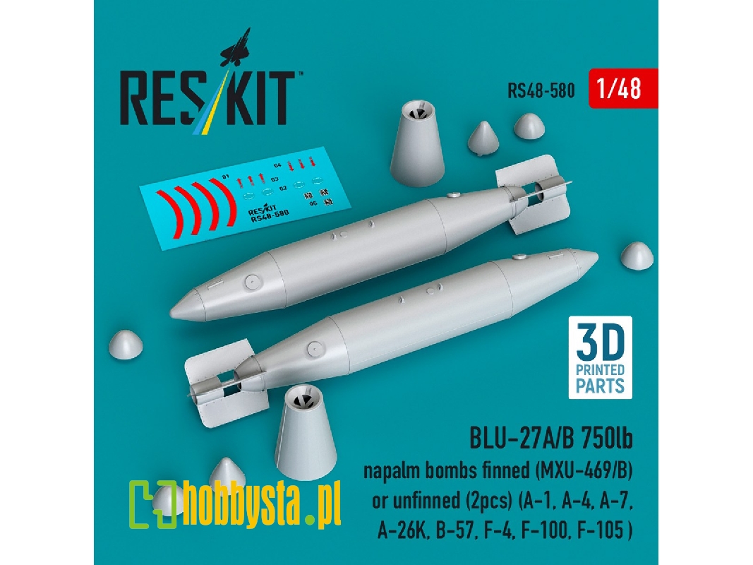 Blu-27a/B 750lb Napalm Bombs Finned (Mxu-469/B) Or Unfinned (2 Pcs / 3d-printed) - image 1