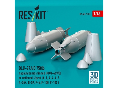 Blu-27a/B 750lb Napalm Bombs Finned (Mxu-469/B) Or Unfinned (2 Pcs / 3d-printed) - image 2