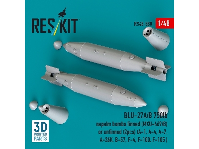 Blu-27a/B 750lb Napalm Bombs Finned (Mxu-469/B) Or Unfinned (2 Pcs / 3d-printed) - image 3