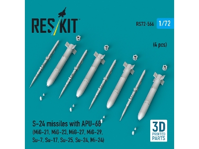 S-24 Missiles With Apu-68 (4 Pcs / 3-d Printed) - image 1