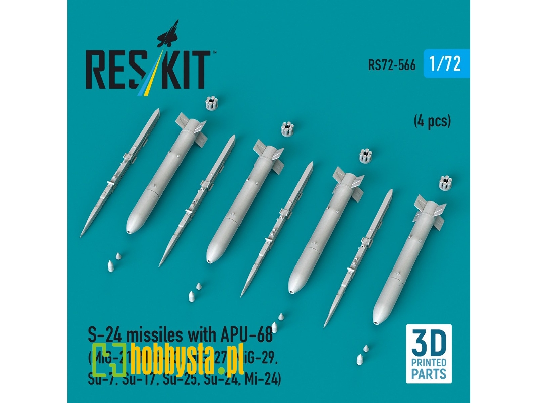 S-24 Missiles With Apu-68 (4 Pcs / 3-d Printed) - image 1