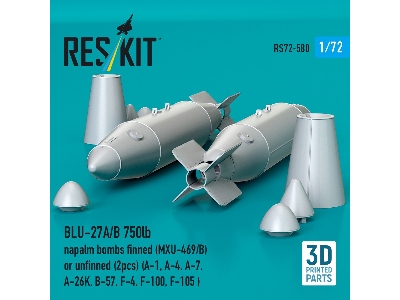 Blu-27a/B 750lb Napalm Bombs Finned (Mxu-469/B) Or Unfinned (2 Pcs / 3-d Printed) - image 1