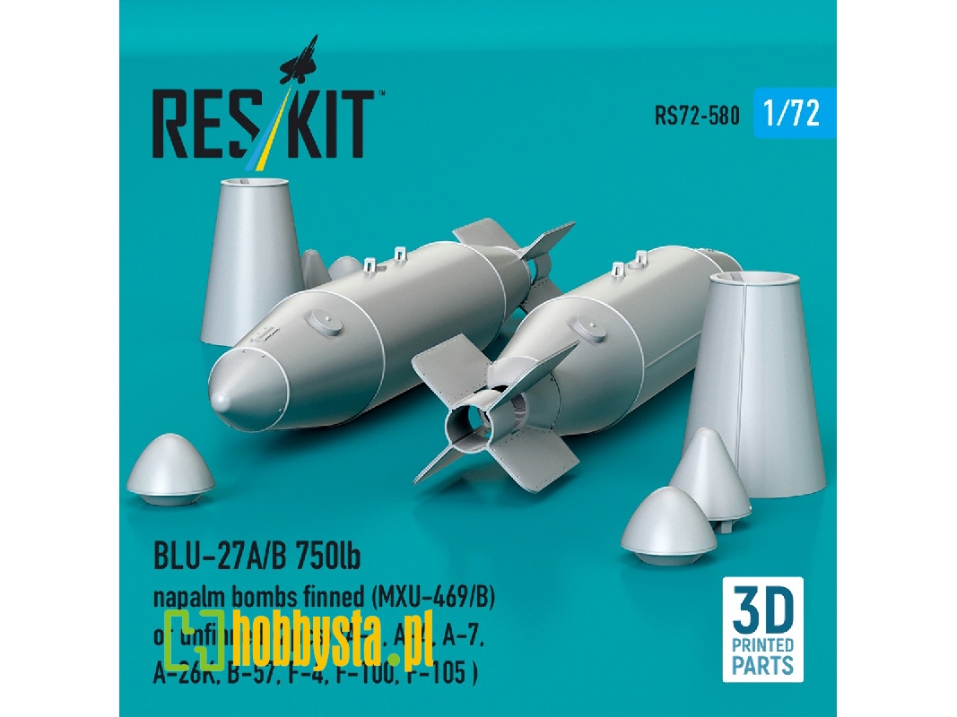 Blu-27a/B 750lb Napalm Bombs Finned (Mxu-469/B) Or Unfinned (2 Pcs / 3-d Printed) - image 1