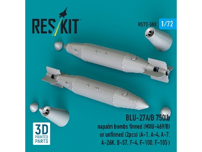 Blu-27a/B 750lb Napalm Bombs Finned (Mxu-469/B) Or Unfinned (2 Pcs / 3-d Printed) - image 3