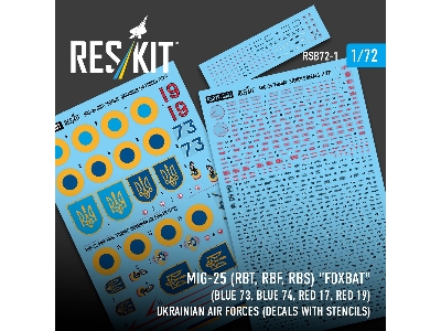 Mig-25 Rbt / Rbf And Rbs Foxbat - Ukrainian Air Forces (Decals With Stencils) - image 3