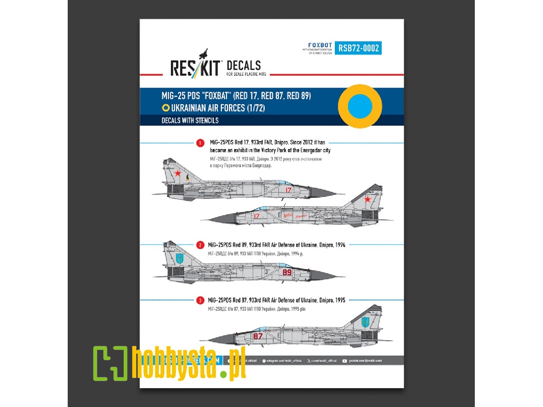 Mig-25 Pds foxbat - ukrainian Air Forces (Decals With Stencils) - image 1