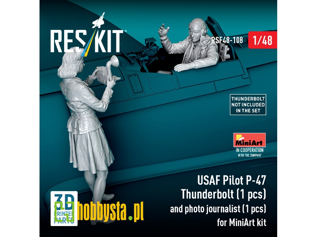 P-47 Thunderbolt Usaf Pilot And Photo Journalist - 3d-printed (2 Figures / For Miniart Kits) - image 1