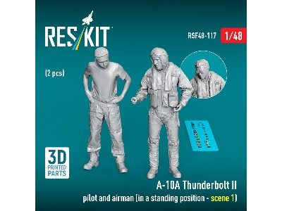 Fairchild A-10 A Thunderbolt Ii - Pilot And Airman In Standing Position Scene 1 (2 Figures/ 3d-printed) - image 1