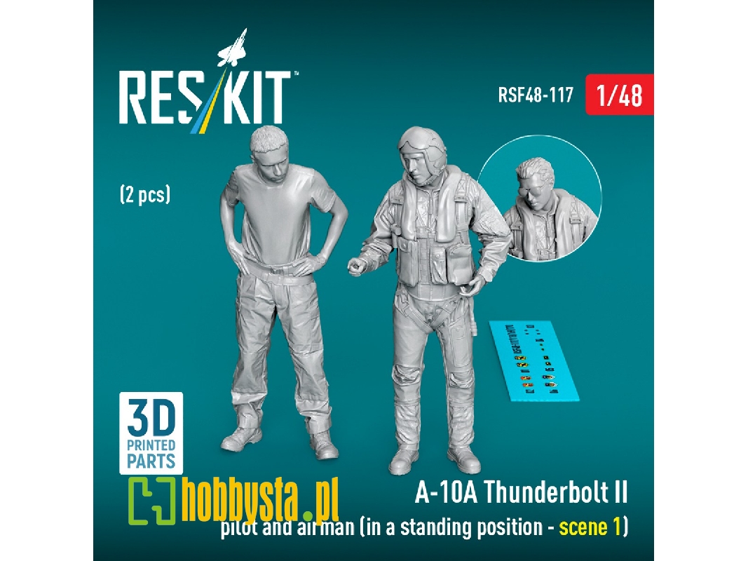 Fairchild A-10 A Thunderbolt Ii - Pilot And Airman In Standing Position Scene 1 (2 Figures/ 3d-printed) - image 1