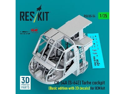 Ch-54a (S-64e) Tarhe - Cockpit Basic Edition  With 3d Decals For Icm Kits (3 Pcs / 3d-printed) - image 1