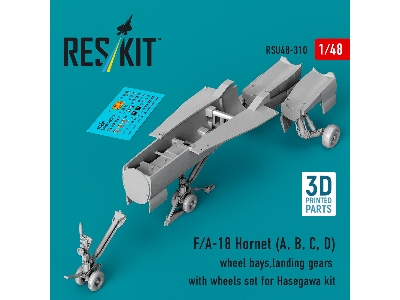 F/A-18 A / B / C / D Hornet - Wheel Bays / Landing Gears With Wheels Set (3d-printed / For Hasegawa Kits) - image 1