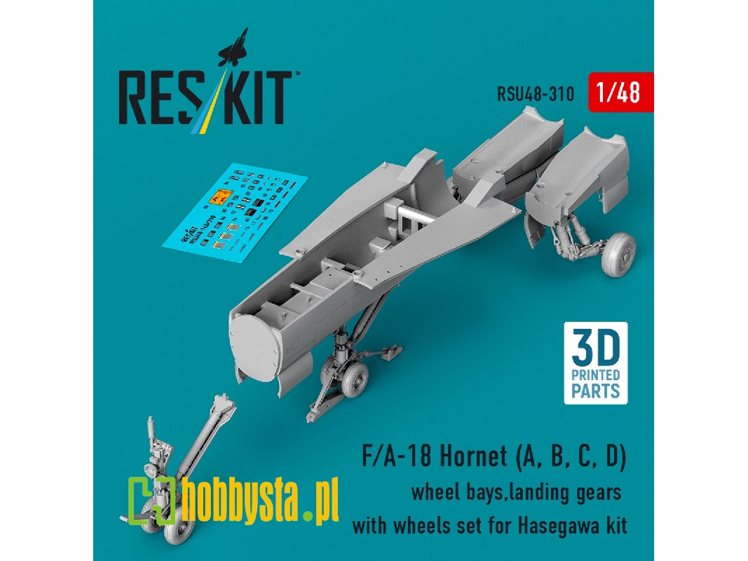 F/A-18 A / B / C / D Hornet - Wheel Bays / Landing Gears With Wheels Set (3d-printed / For Hasegawa Kits) - image 1
