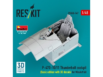 Republic P-47d-10/11 Thunderbolt - Cockpit Basic Detailed Edition With 3d Decals (3d-printed / For Miniart Kits) - image 1