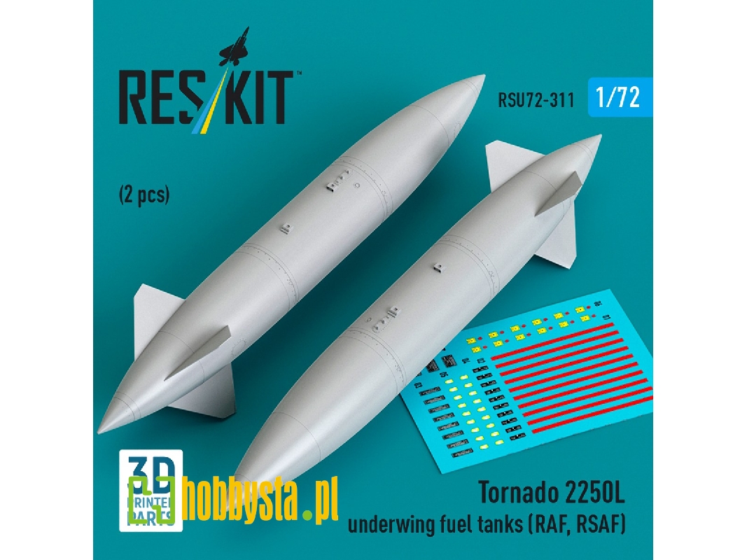 Panavia Tornado - 2250l Underwing Fuel Tanks For Raf / Rsaf Planes (2 Pcs / 3d-printed) - image 1