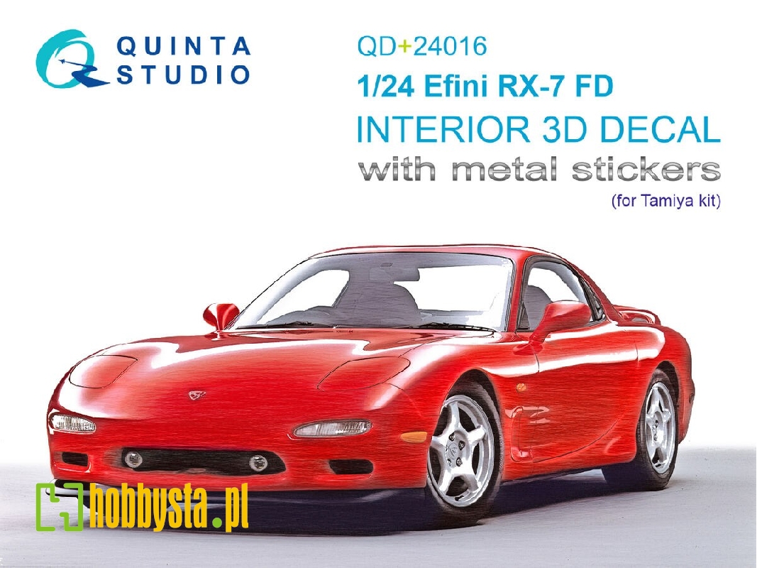Efini Rx-7 Fd - 3d-printed & Coloured Interior On Decal Paper With Metal Sticker Parts (For Tamiya Kits) - image 1