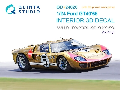 Ford Gt40 Mark Ii (1966) - 3d-printed & Coloured Interior With 3d-printed Resin Parts And Metal Stickers (For Meng Kits) - image