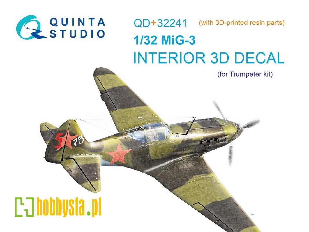 Mig-3 - 3d-printed & Coloured Interior On Decal Paper With 3d-printed Resin Part (For Trumpeter Kits) - image 1