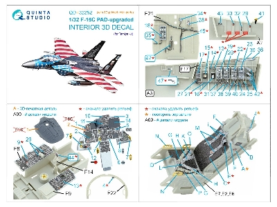 Mcdonnell Douglas F-15 C Pad-upgraded - 3d-printed & Coloured Interior On Decal Paper With 3d-printed Resin Parts (For Tamiya Ki