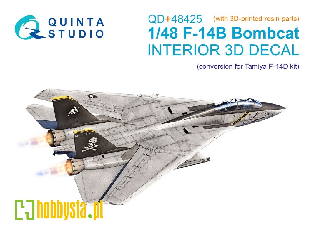 Grumman F-14 B Tomcat - 3d-printed & Coloured Interior On Decal Paper With 3d-printed Resin Part (For Tamiya F-14 D Kit) - image
