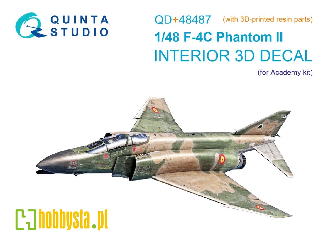 F-4 C Phantom Ii - 3d-printed & Coloured Interior On Decal Paper With 3d-printed Resin Part (For Academy Kits) - image 1