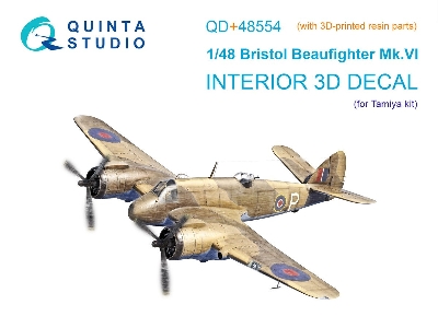 Bristol Beaufighter Mk.Vi - 3d-printed & Coloured Interior On Decal Paper With 3d-printed Resin Part (For Tamiya Kits) - image 1