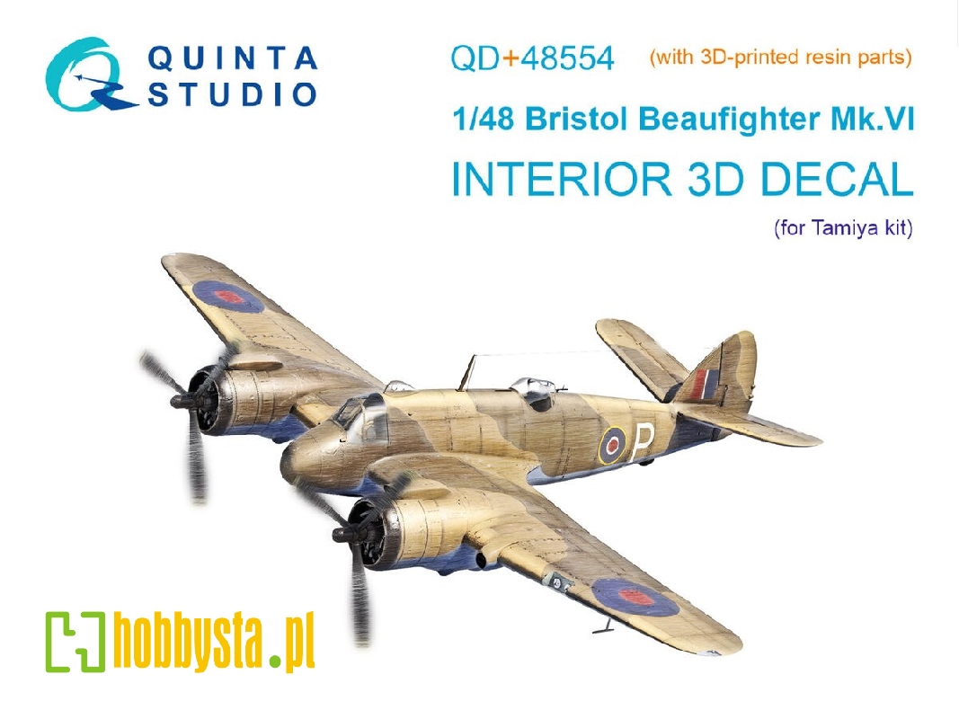 Bristol Beaufighter Mk.Vi - 3d-printed & Coloured Interior On Decal Paper With 3d-printed Resin Part (For Tamiya Kits) - image 1