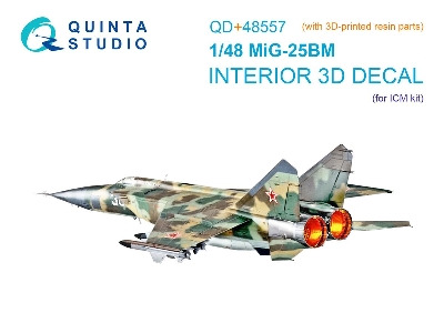 Mig-25 Bm - 3d-printed & Coloured Interior On Decal Paper With 3d-printed Resin Parts (For Icm Kits) - image 1