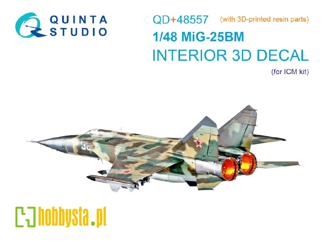 Mig-25 Bm - 3d-printed & Coloured Interior On Decal Paper With 3d-printed Resin Parts (For Icm Kits) - image 1