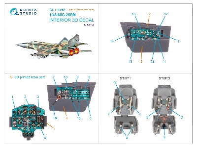 Mig-25 Bm - 3d-printed & Coloured Interior On Decal Paper With 3d-printed Resin Parts (For Icm Kits) - image 2