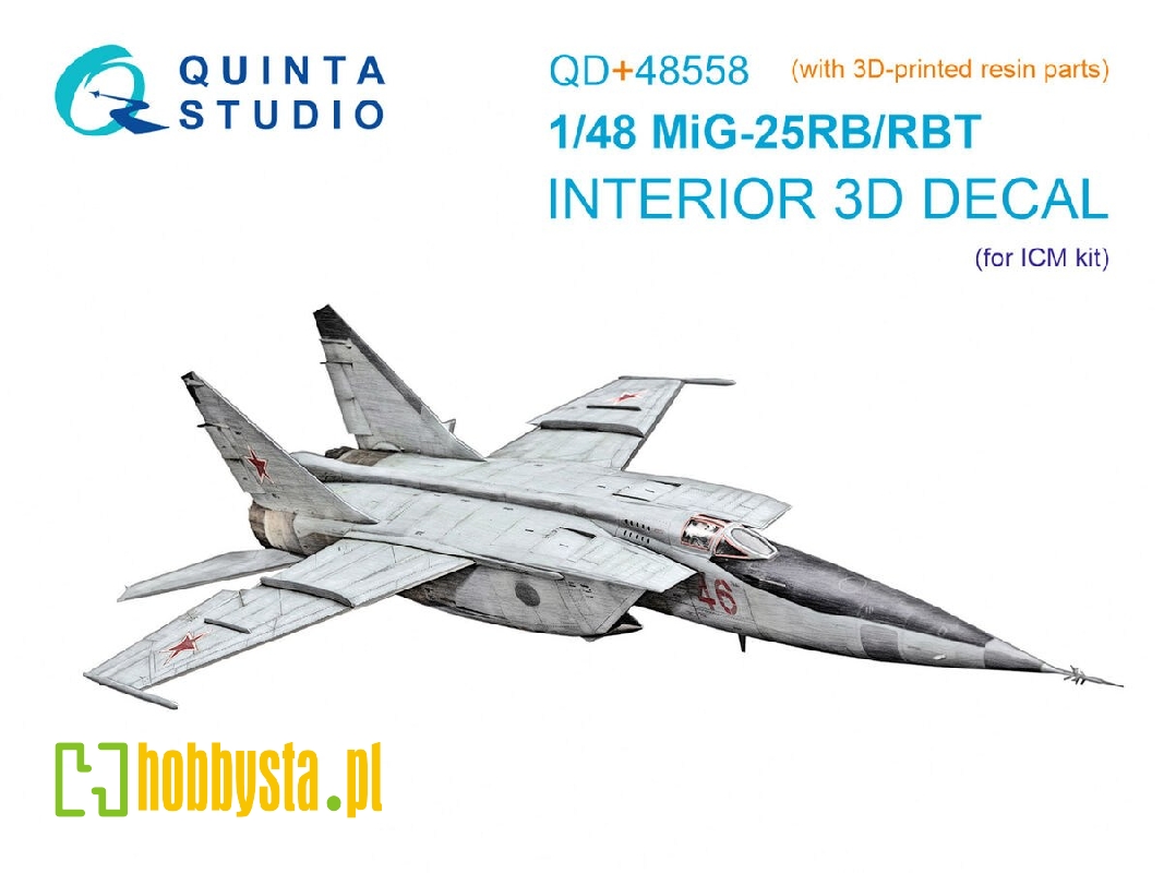 Mig-25 Rb / Rbt - 3d-printed & Coloured Interior On Decal Paper With 3d-printed Resin Parts (For Icm Kits) - image 1