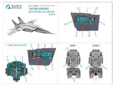 Mig-25 Rb / Rbt - 3d-printed & Coloured Interior On Decal Paper With 3d-printed Resin Parts (For Icm Kits) - image 2
