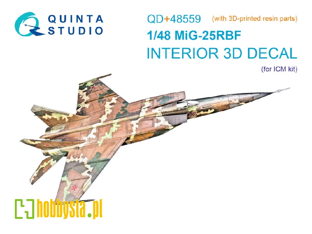 Mig-25 Rbf - 3d-printed & Coloured Interior On Decal Paper With 3d-printed Resin Parts (For Icm Kits) - image 1