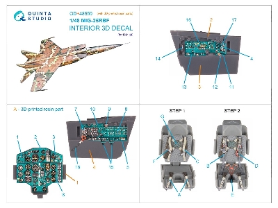 Mig-25 Rbf - 3d-printed & Coloured Interior On Decal Paper With 3d-printed Resin Parts (For Icm Kits) - image 2