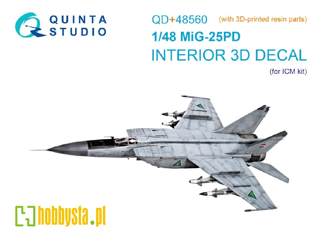Mig-25 Pd - 3d-printed & Coloured Interior On Decal Paper With 3d-printed Resin Parts (For Icm Kits) - image 1