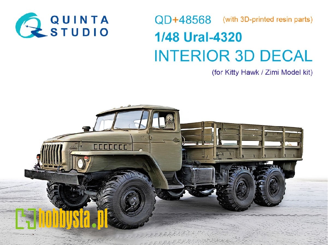 Ural 4320 - 3d-printed & Coloured Interior On Decal Paper With 3d-printed Resin Part (For Kitty Hawk And Zimi Model Kits) - imag