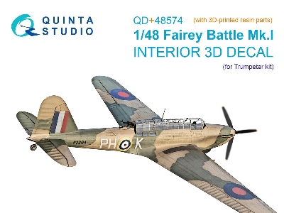 Fairey Battle Mk.I - 3d-printed & Coloured Interior On Decal Paper With 3d-printed Resin Parts (For Trumpeter Kits) - image 1