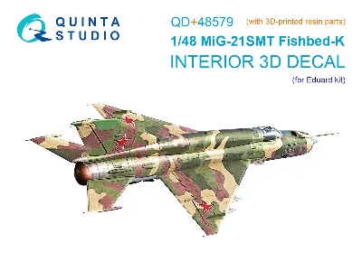 Mig-21 Smt Fishbed-k - 3d-printed & Coloured Interior On Decal Paper With 3d-printed Resin Parts (For Eduard Kits) - image 1