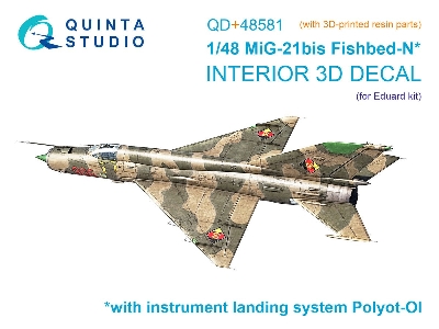 Mig-21 Bis Late Fishbed-n - 3d-printed & Coloured Interior On Decal Paper With 3d-printed Resin Parts (For Eduard Kits) - image 