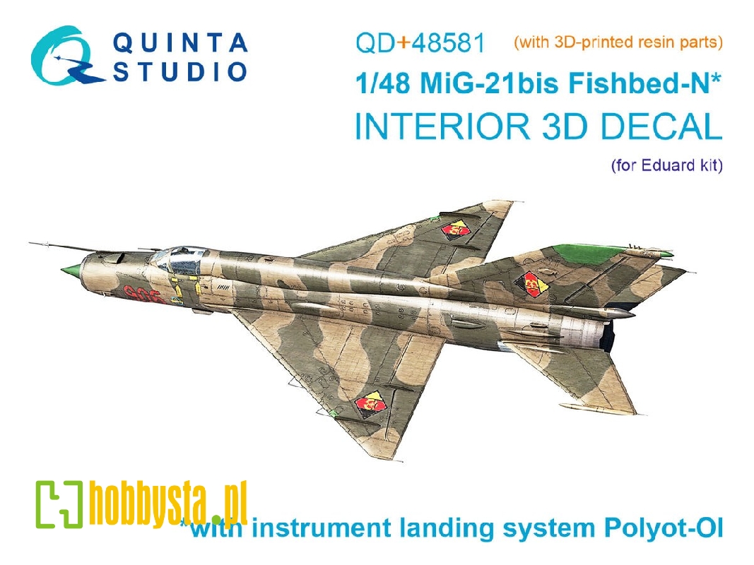 Mig-21 Bis Late Fishbed-n - 3d-printed & Coloured Interior On Decal Paper With 3d-printed Resin Parts (For Eduard Kits) - image 