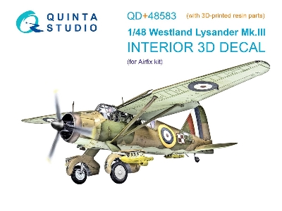 Westland Lysander Mk.Iii - 3d-printed & Coloured Interior On Decal Paper With 3d-printed Resin Parts (For Airfix Kits) - image 1