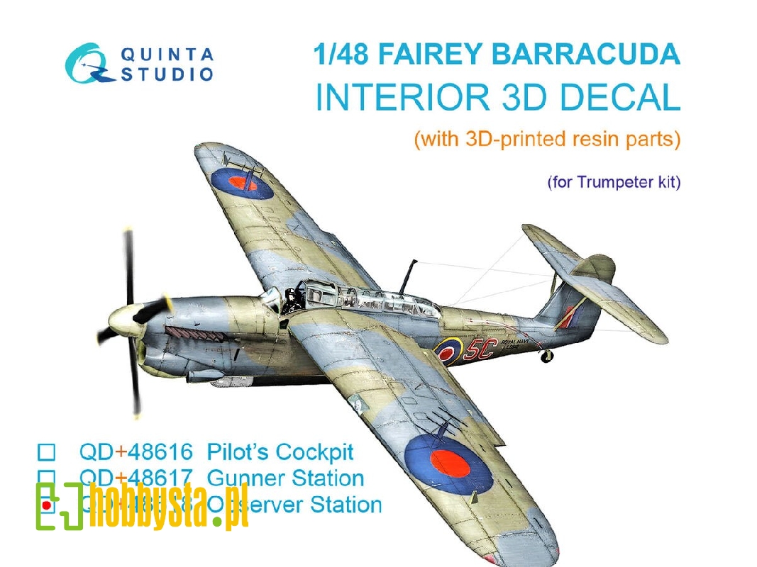 Fairey Barracuda Observer Station - 3d-printed & Coloured Interior On Decal Paper With 3d-printed Resin Parts (For Trumpeter Kit