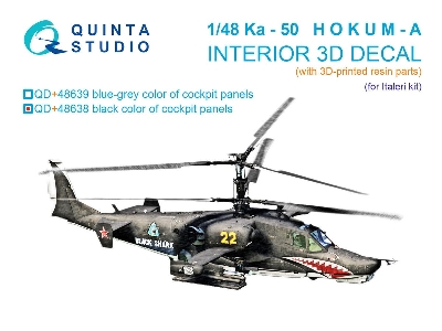 Kamov Ka-50 (Black Panels) - 3d-printed & Coloured Interior With 3d-printed Resin Parts (For Italeri Kits) - image 1